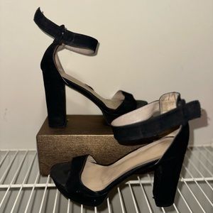 Black Chunky Platform Heels
